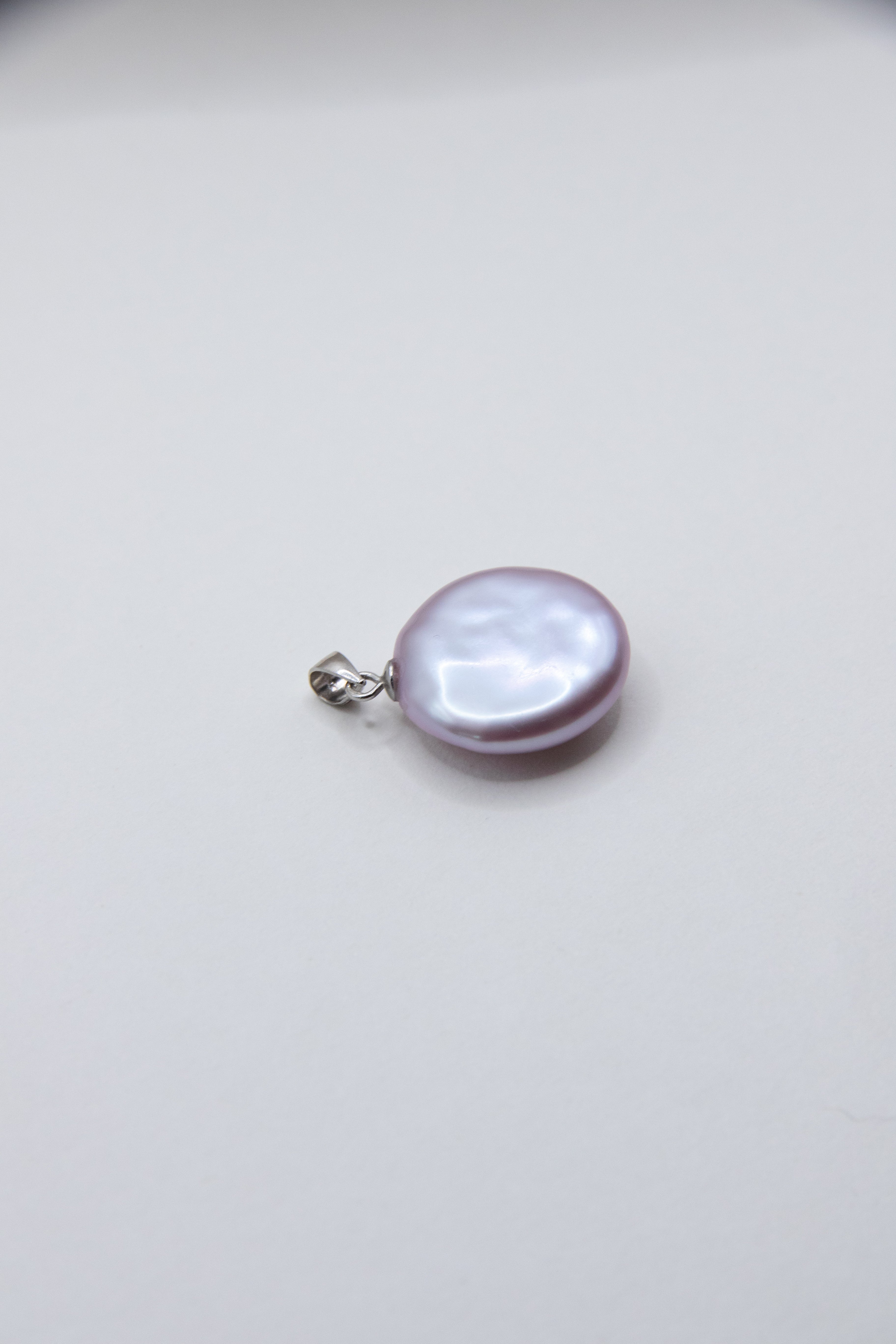 Dewy Lilac Button Pearl Pendant