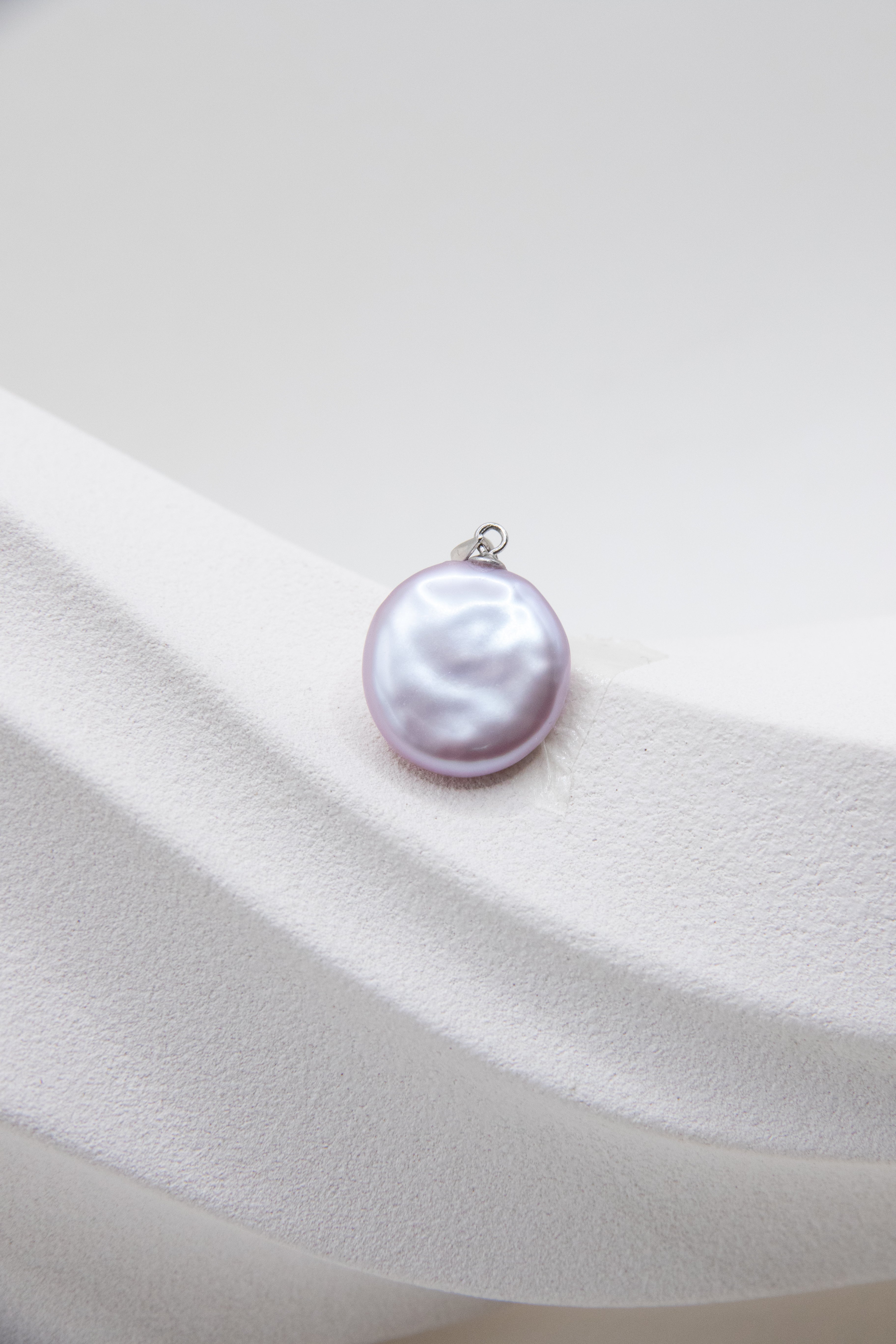 Dewy Lilac Button Pearl Pendant