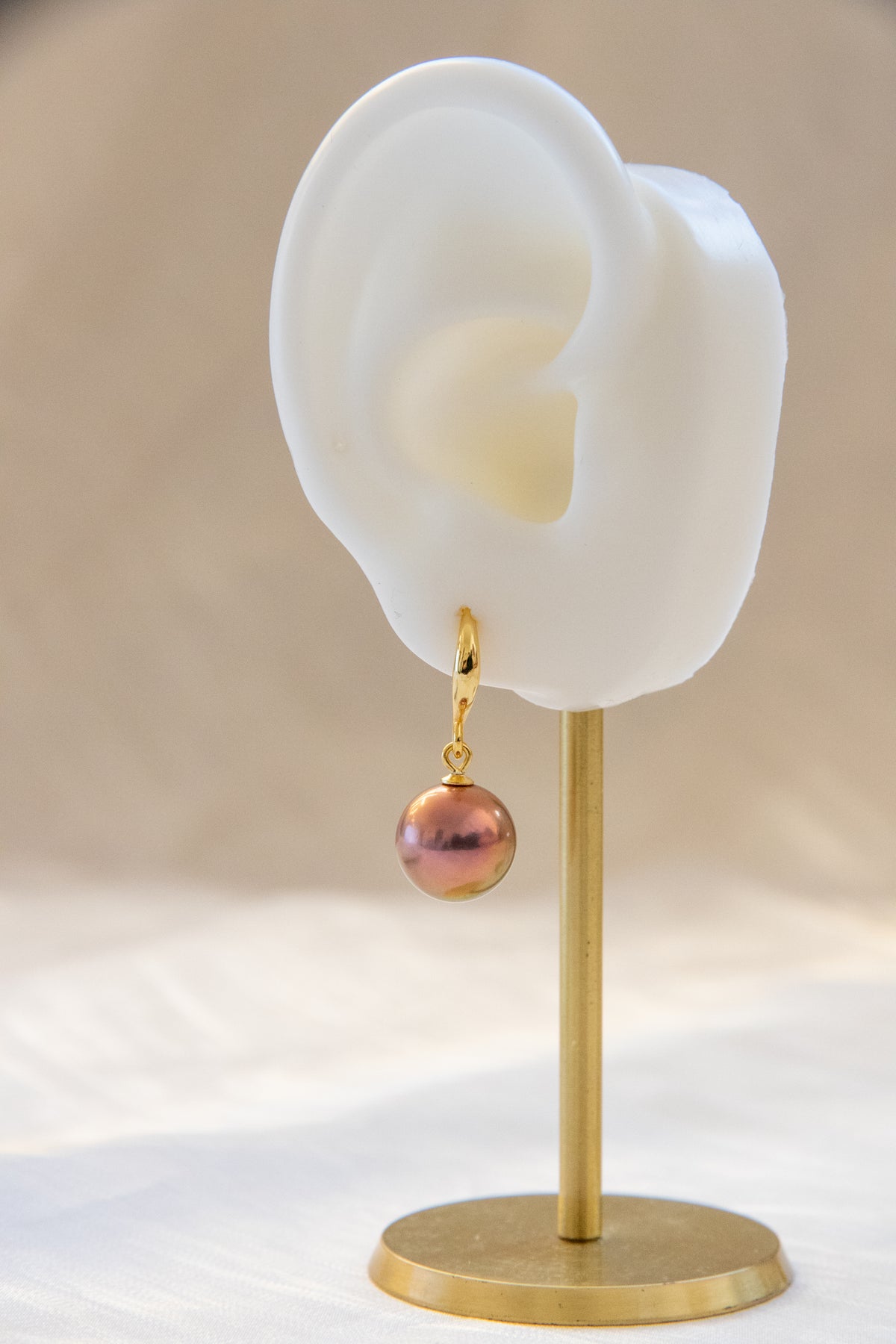 Excellent Metallic Bronze Mirror Pearl Earrings