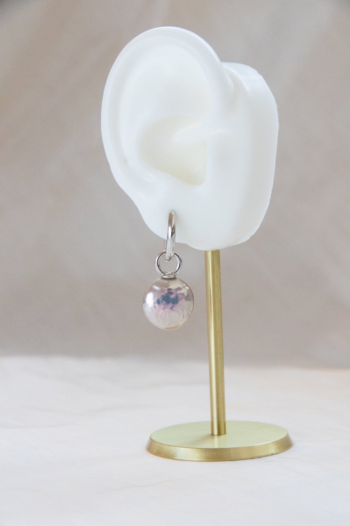 Mirror Metallic Ripple Button Earrings