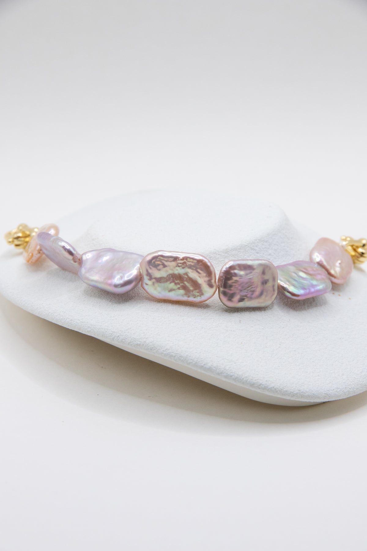 Silver-Purple Rectangular Pearl Bracelet