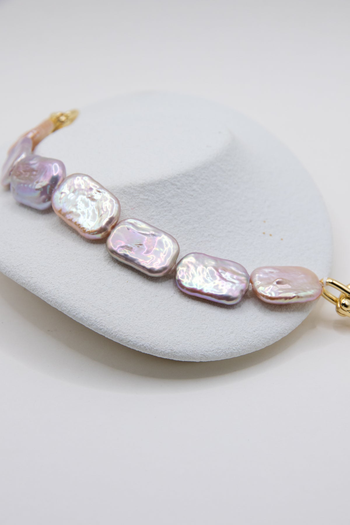 Silver-Purple Rectangular Pearl Bracelet