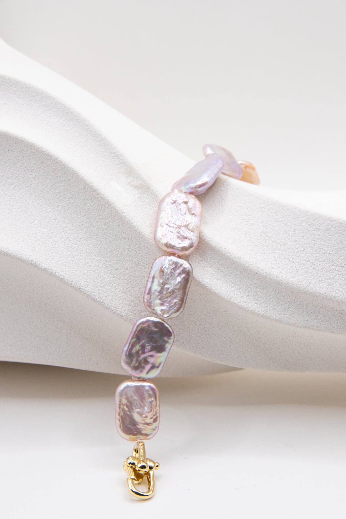 Silver-Purple Rectangular Pearl Bracelet