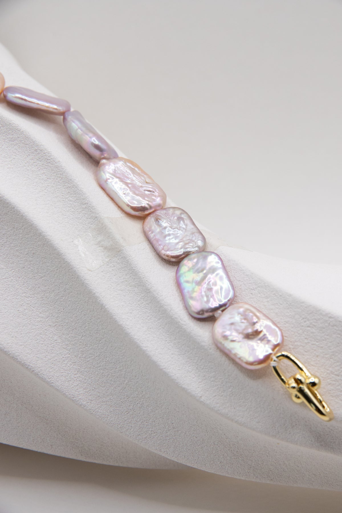 Silver-Purple Rectangular Pearl Bracelet