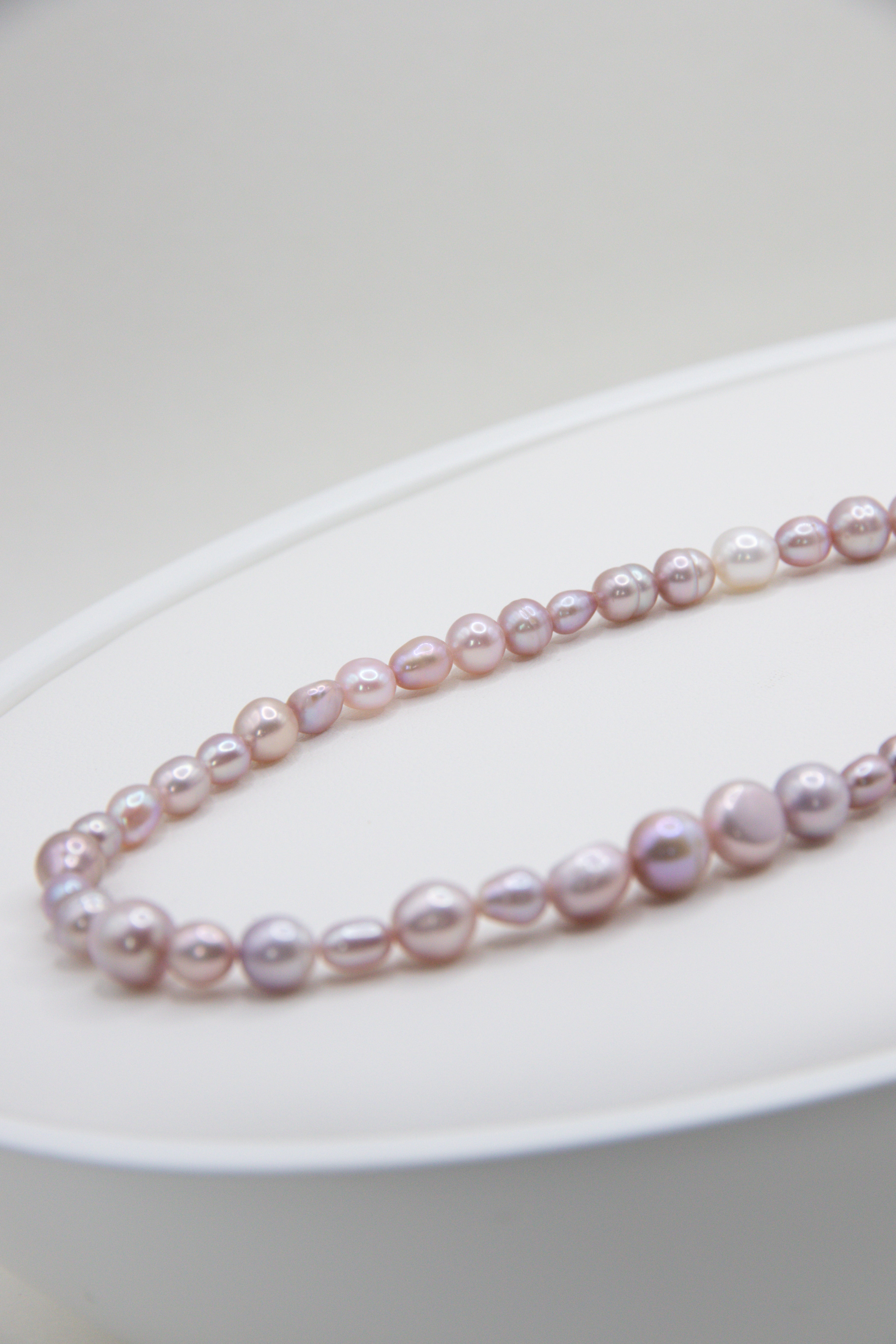 Lavender rice pearl necklace