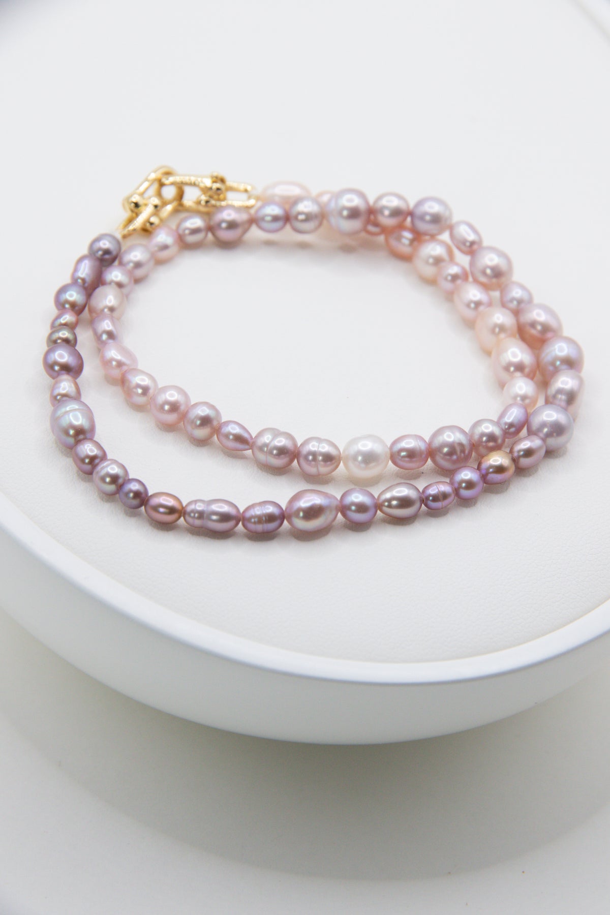 Lavender rice pearl necklace