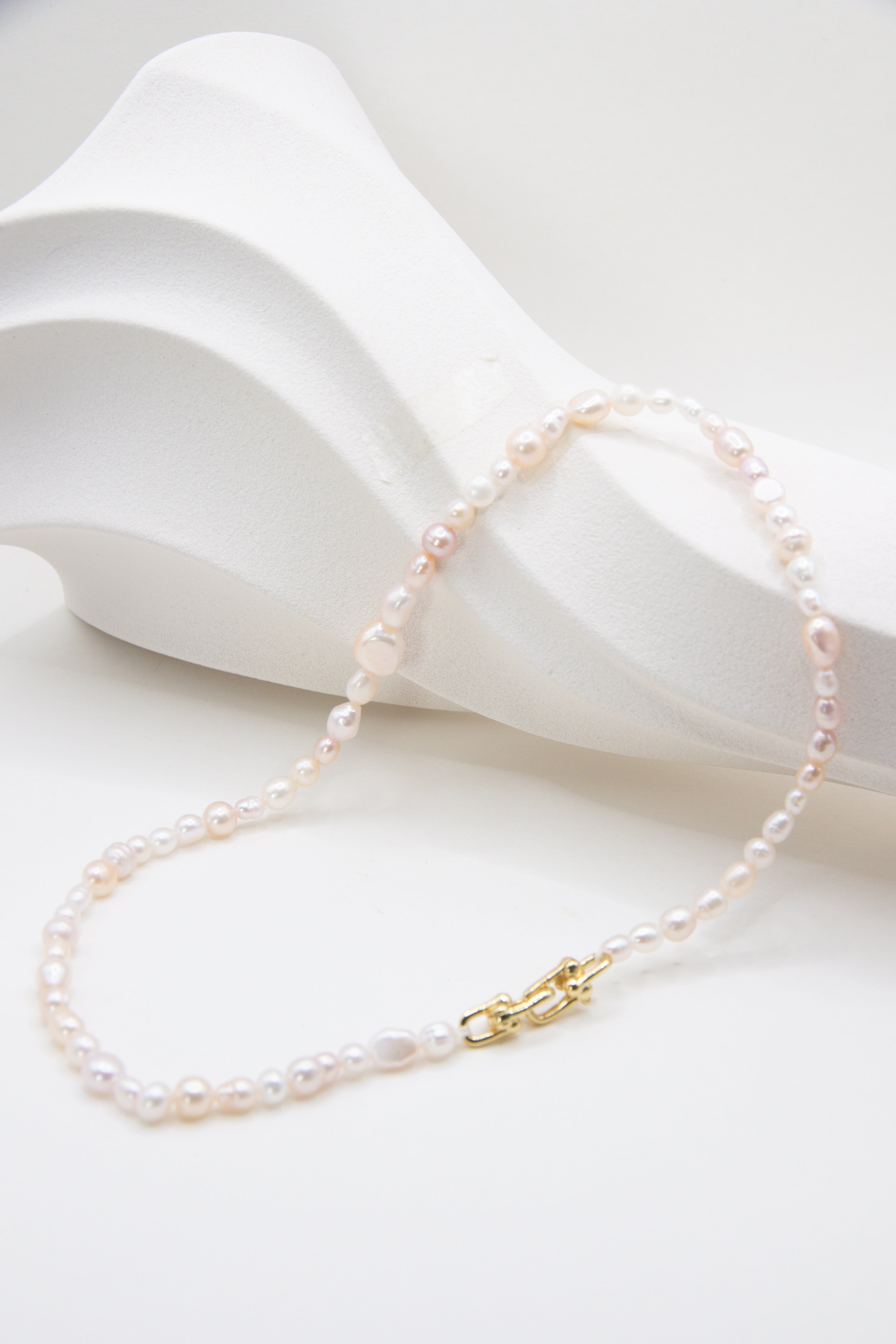 Authentic light rice pearl necklace