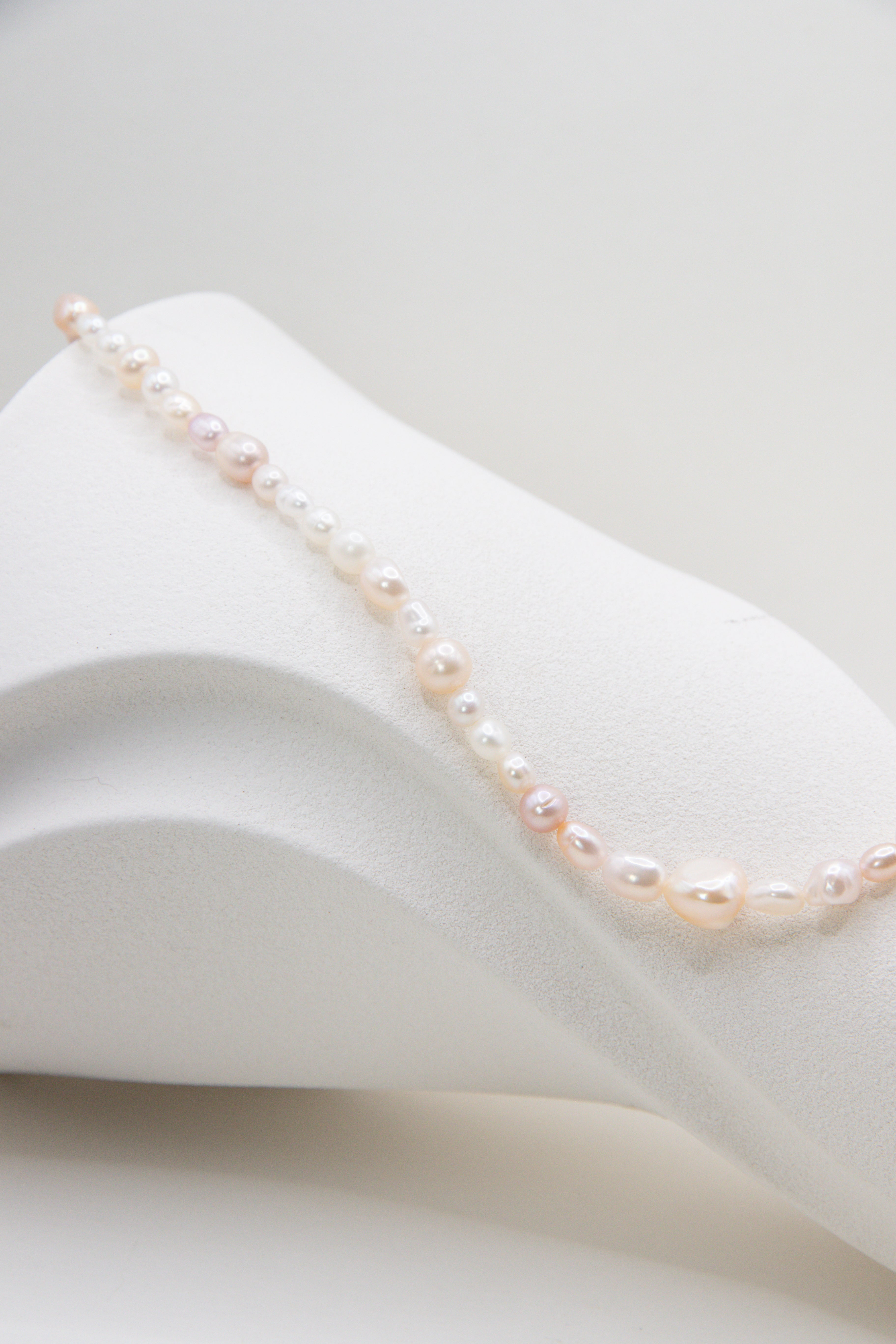 Authentic light rice pearl necklace