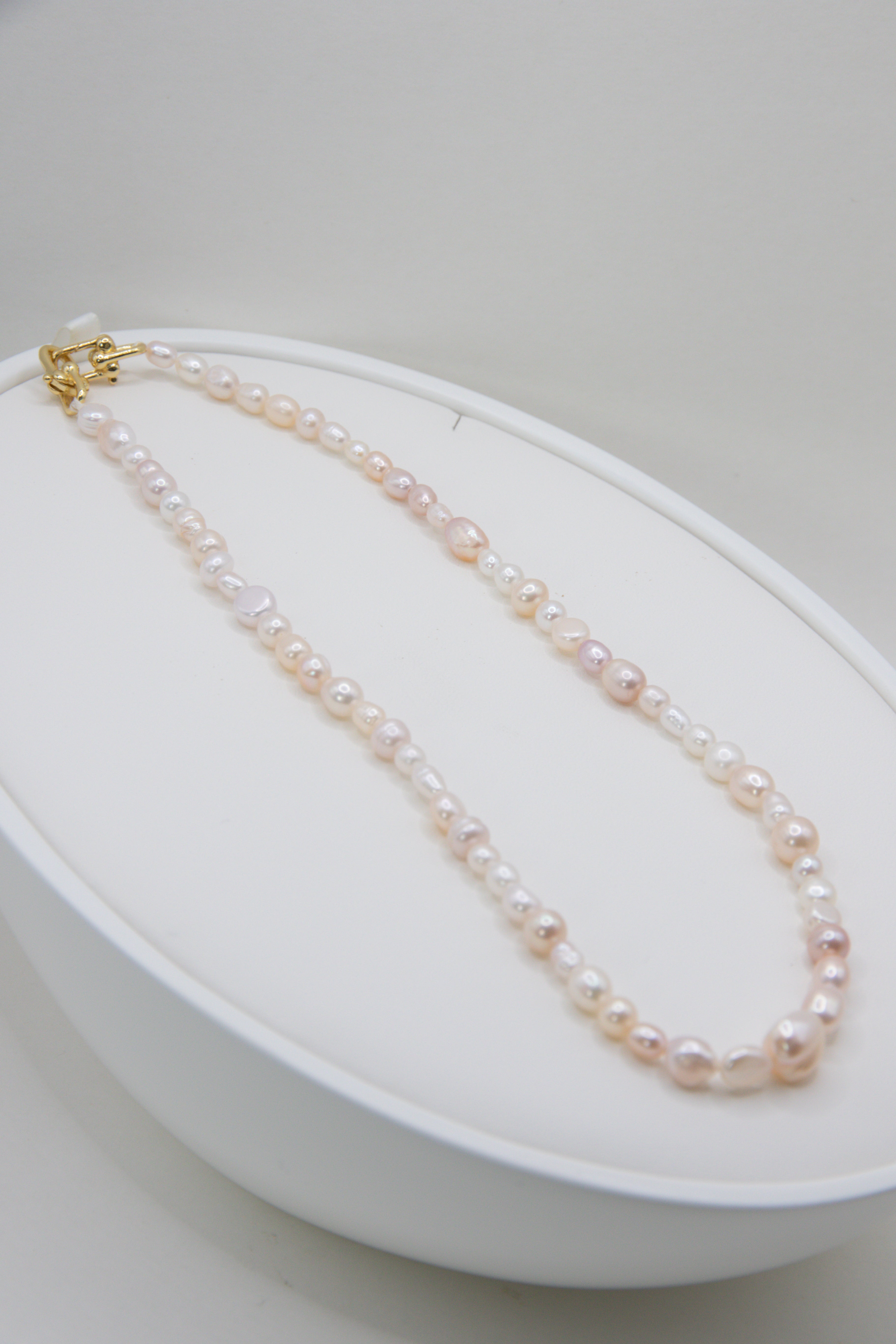 Authentic light rice pearl necklace