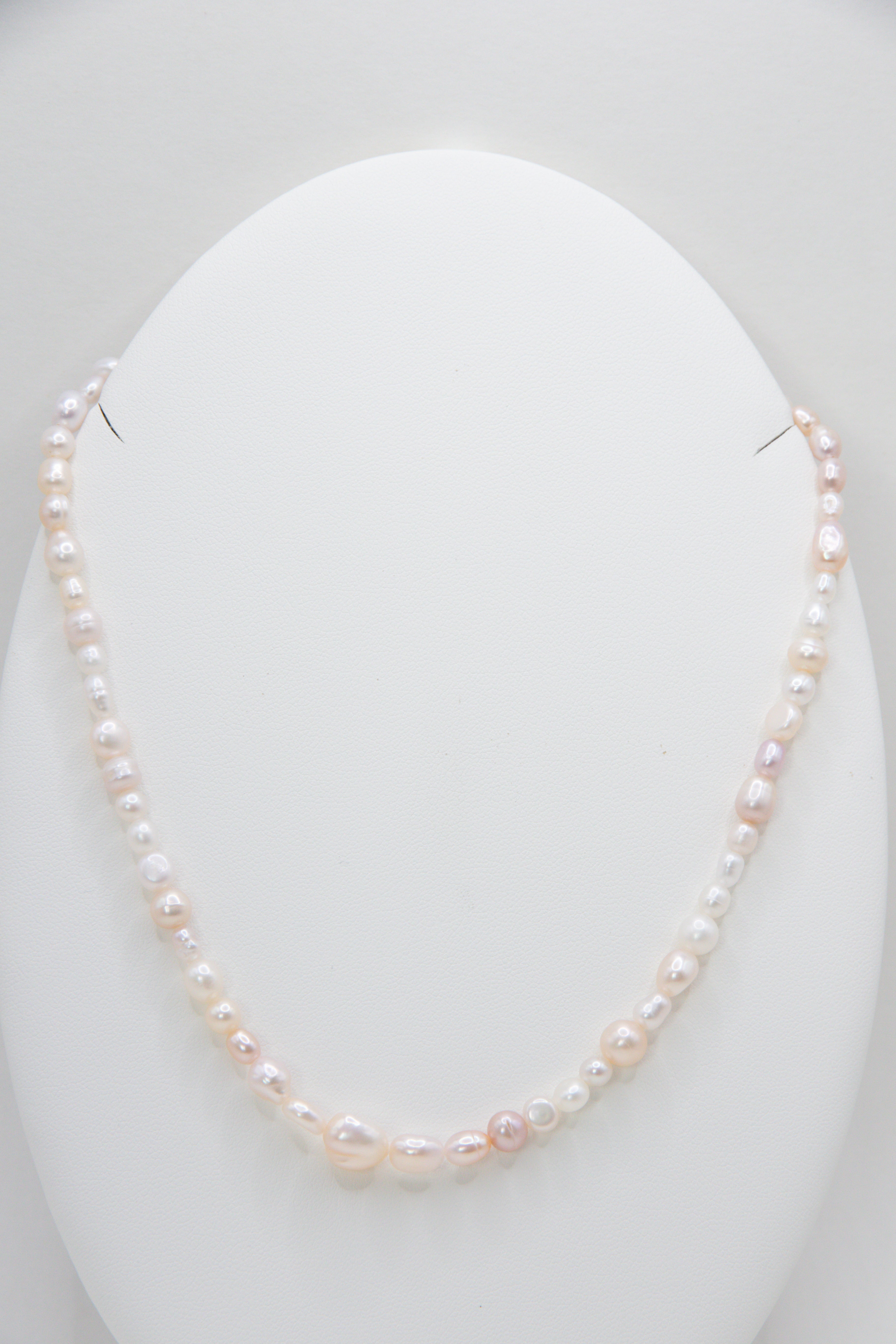 Authentic light rice pearl necklace