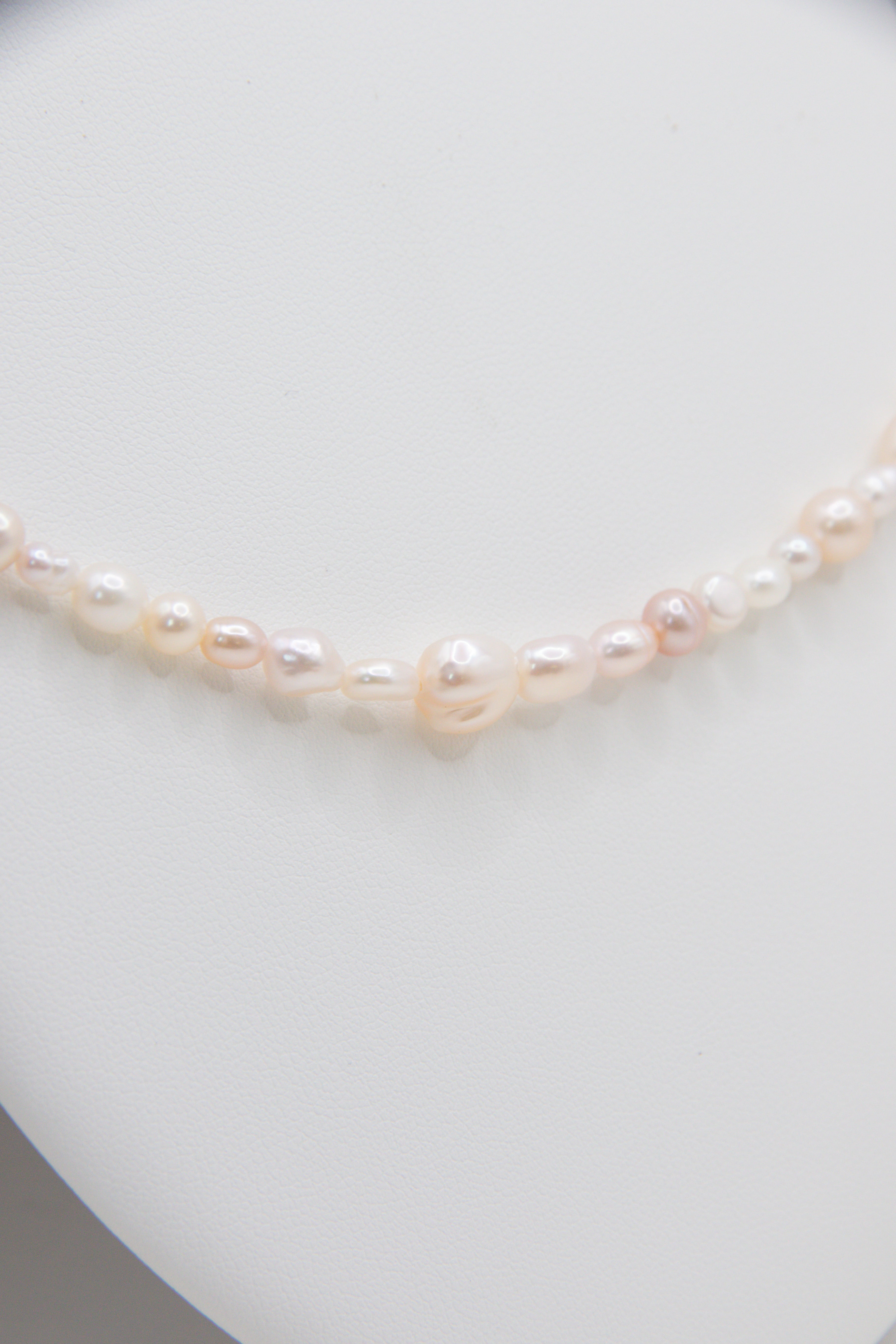 Authentic light rice pearl necklace