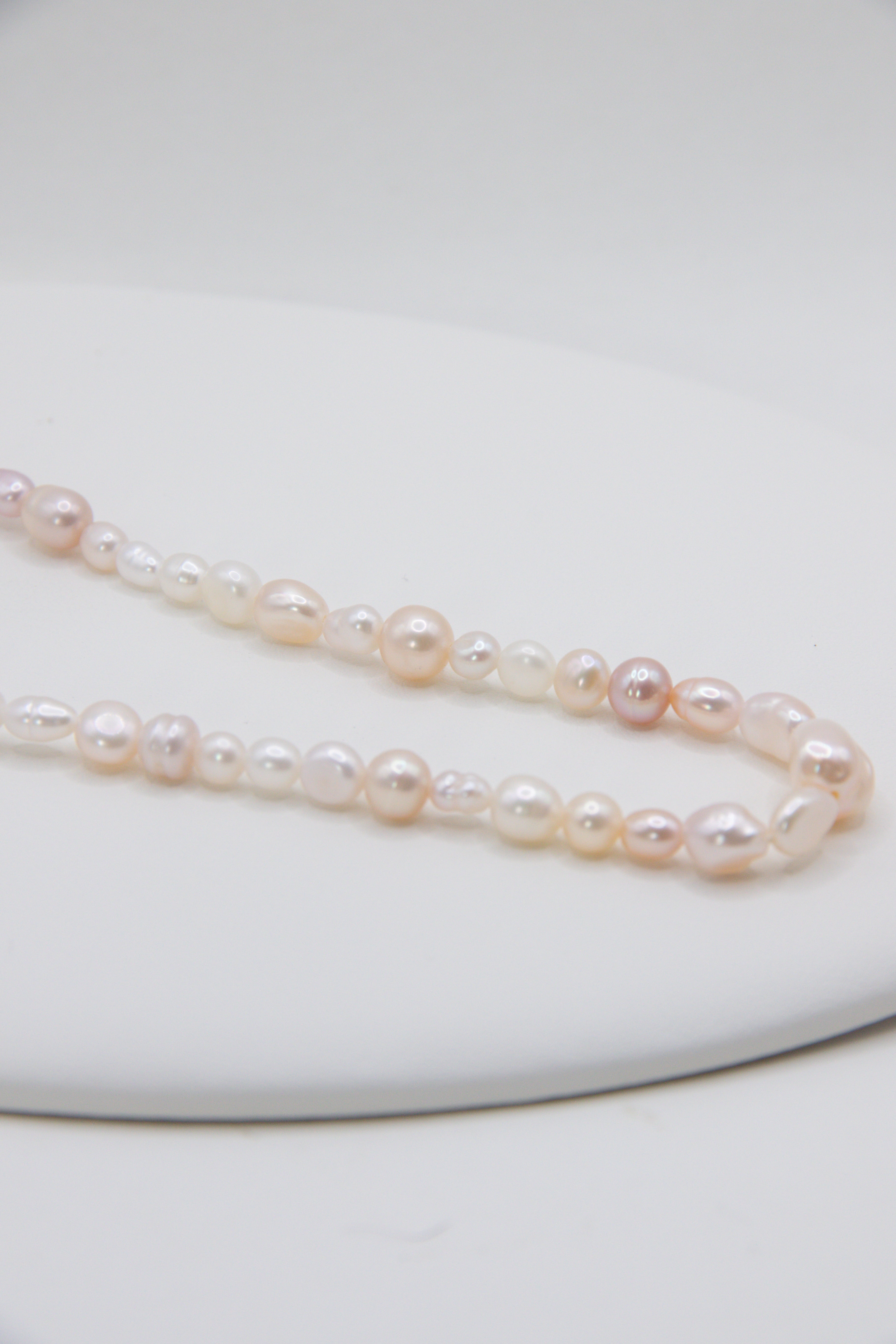 Authentic light rice pearl necklace