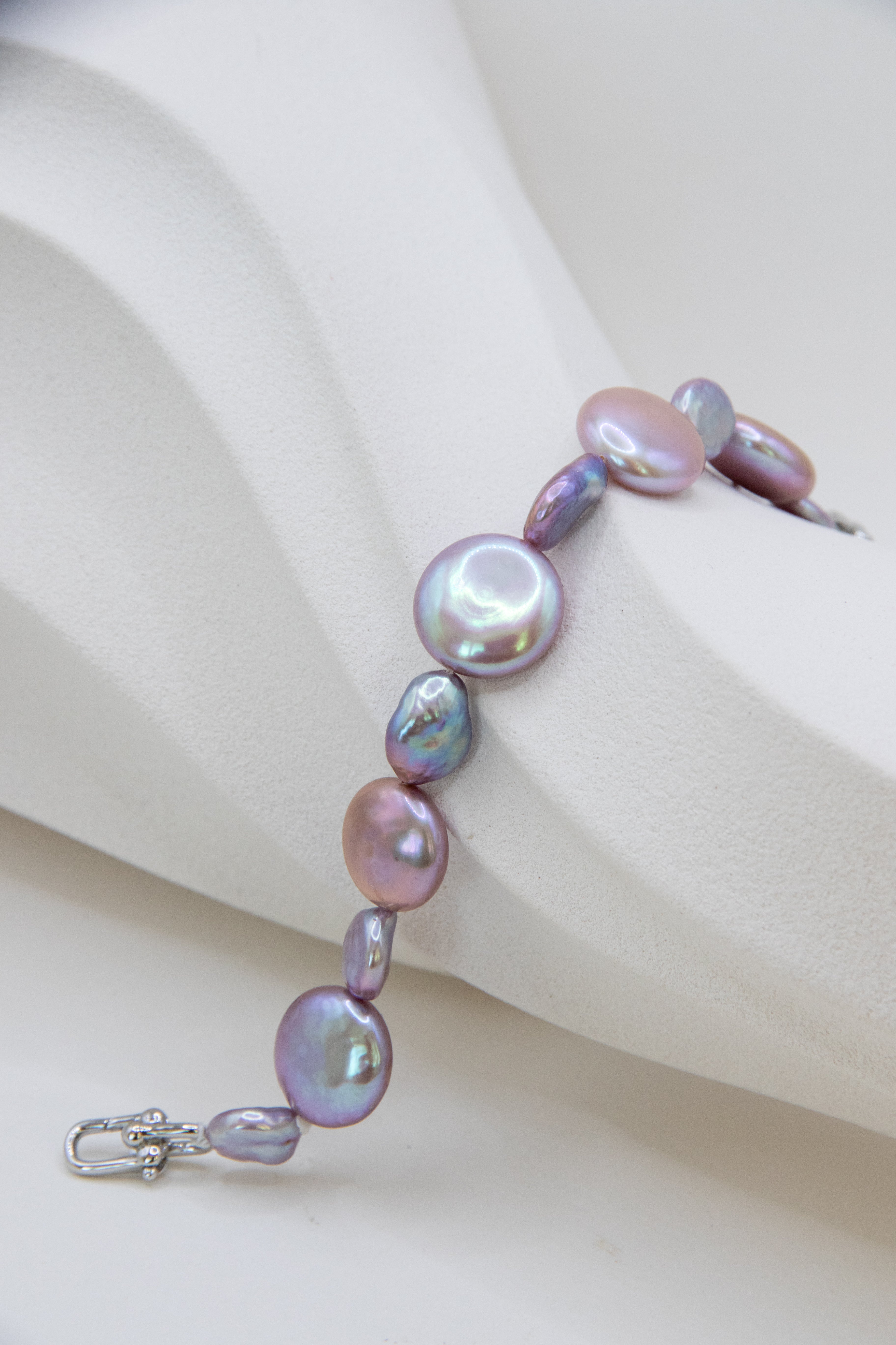 Purple Large button pearl bracelet