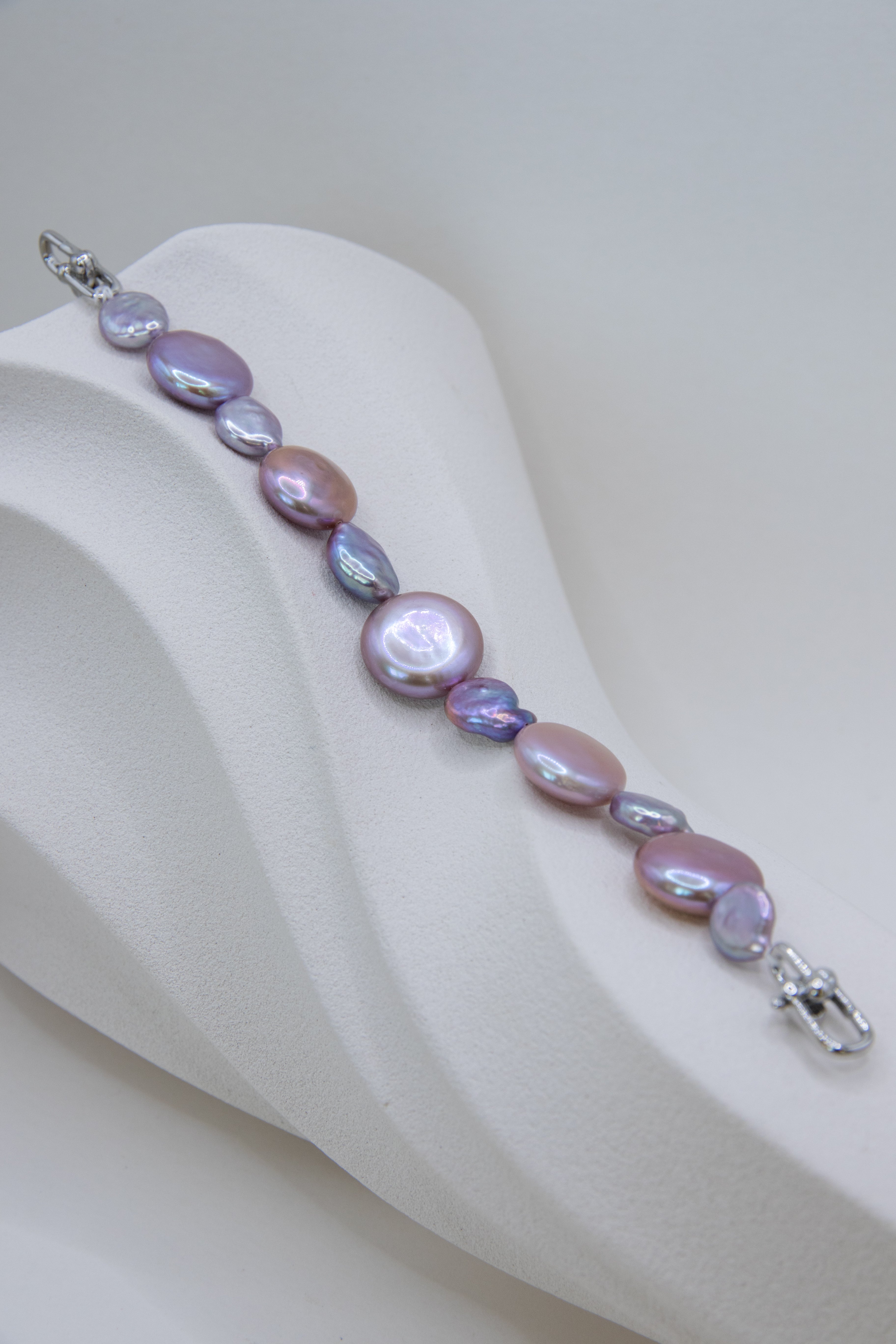 Purple Large button pearl bracelet