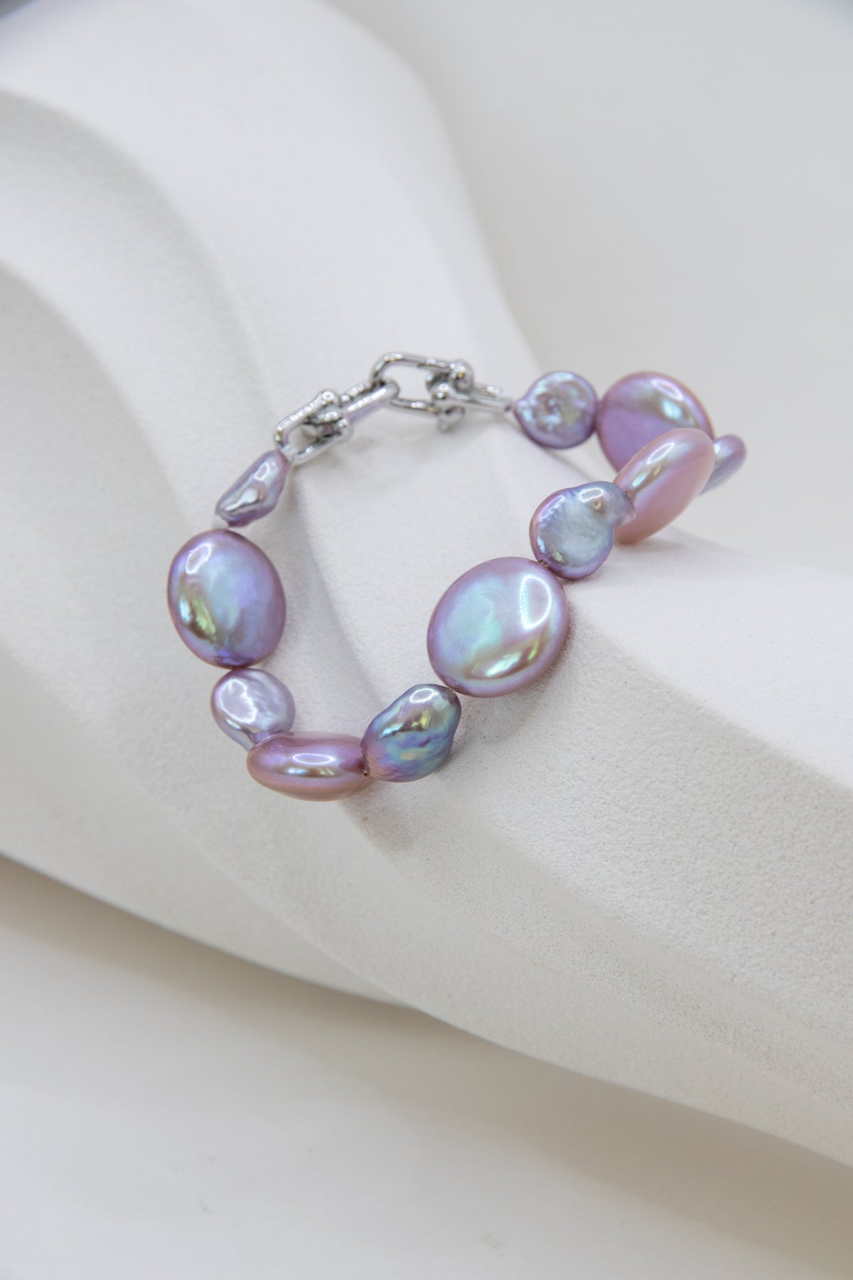 Purple Large button pearl bracelet
