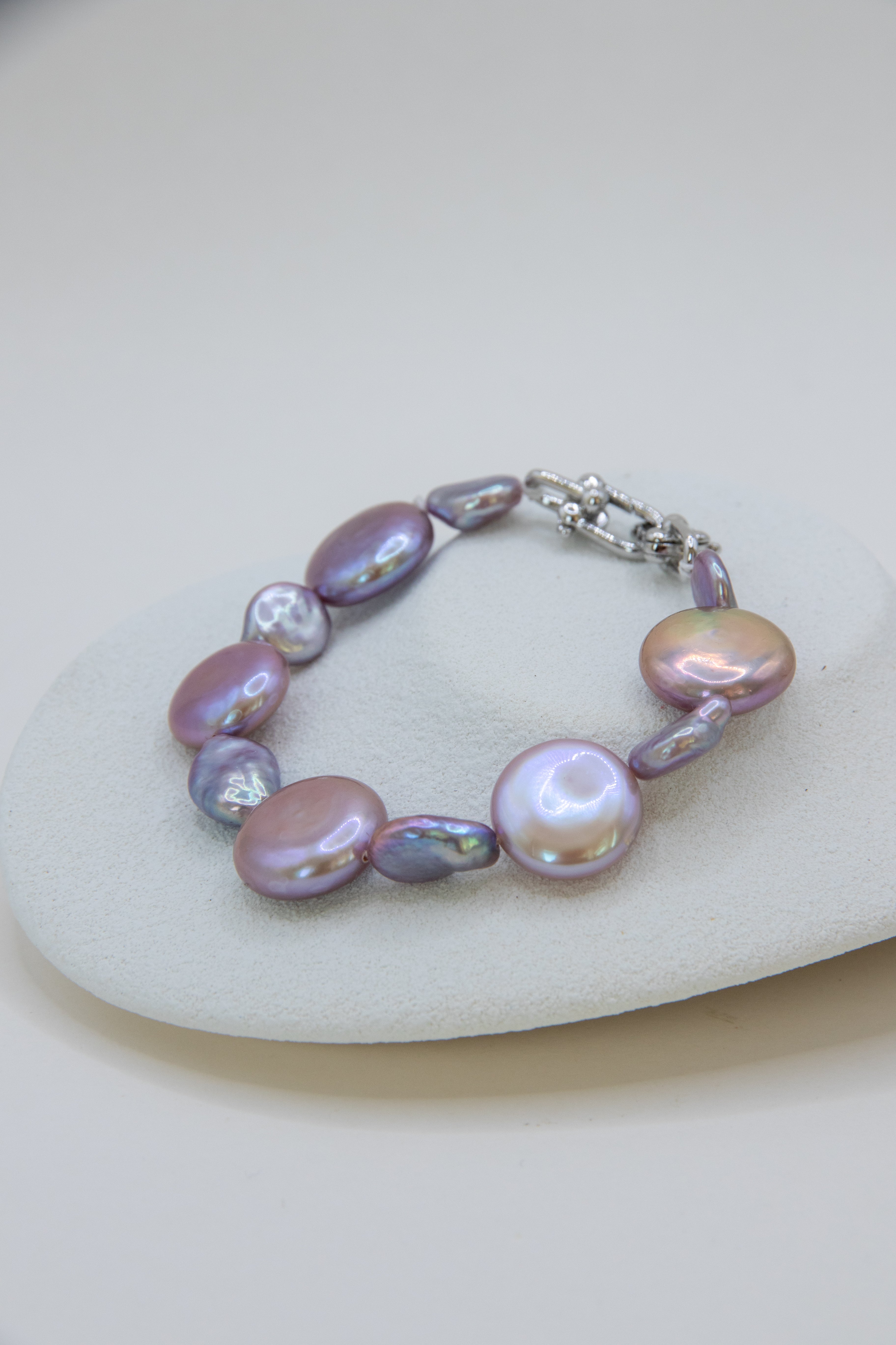 Purple Large button pearl bracelet