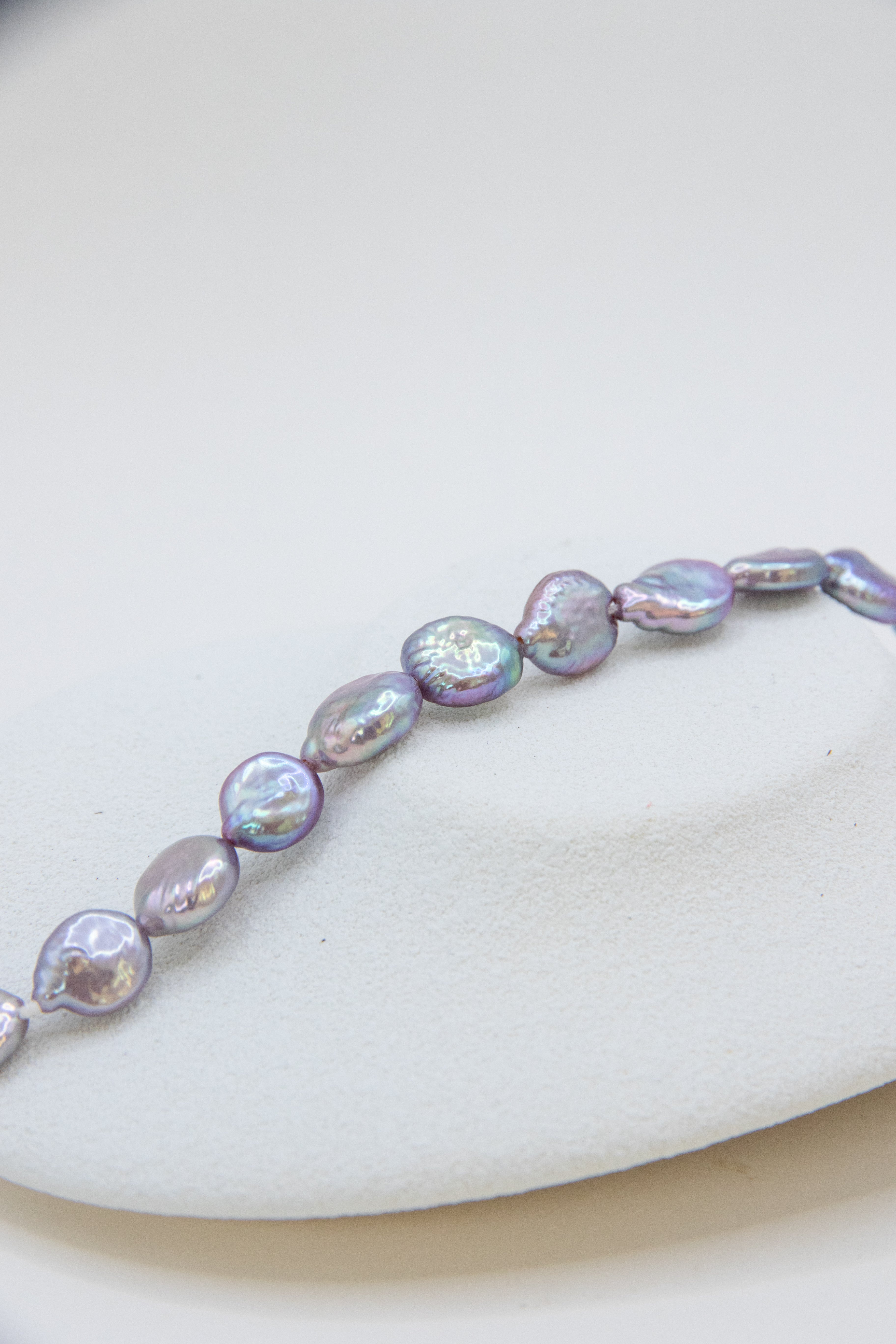 Silver purple-blue small button bracelet