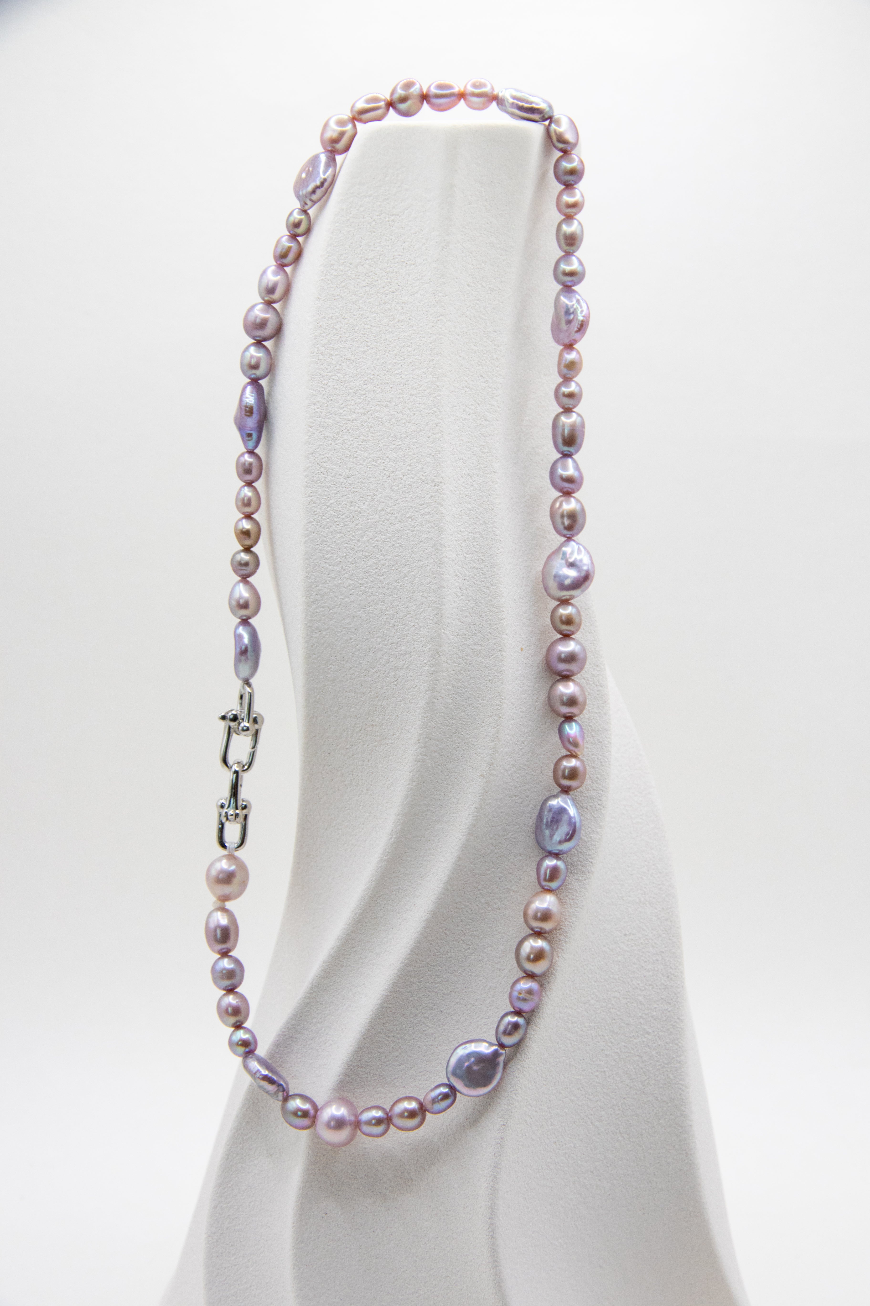 Silver-Purple Mix short necklace