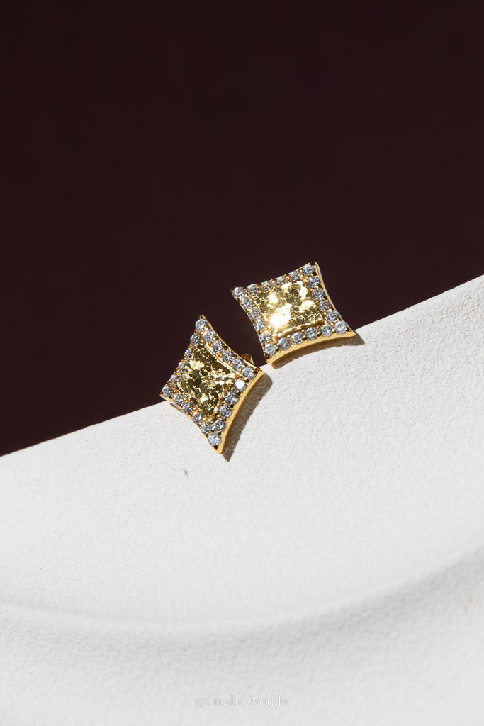 Starlight Geometry — 18k Gold-Plated Geometric CZ Stud Earrings