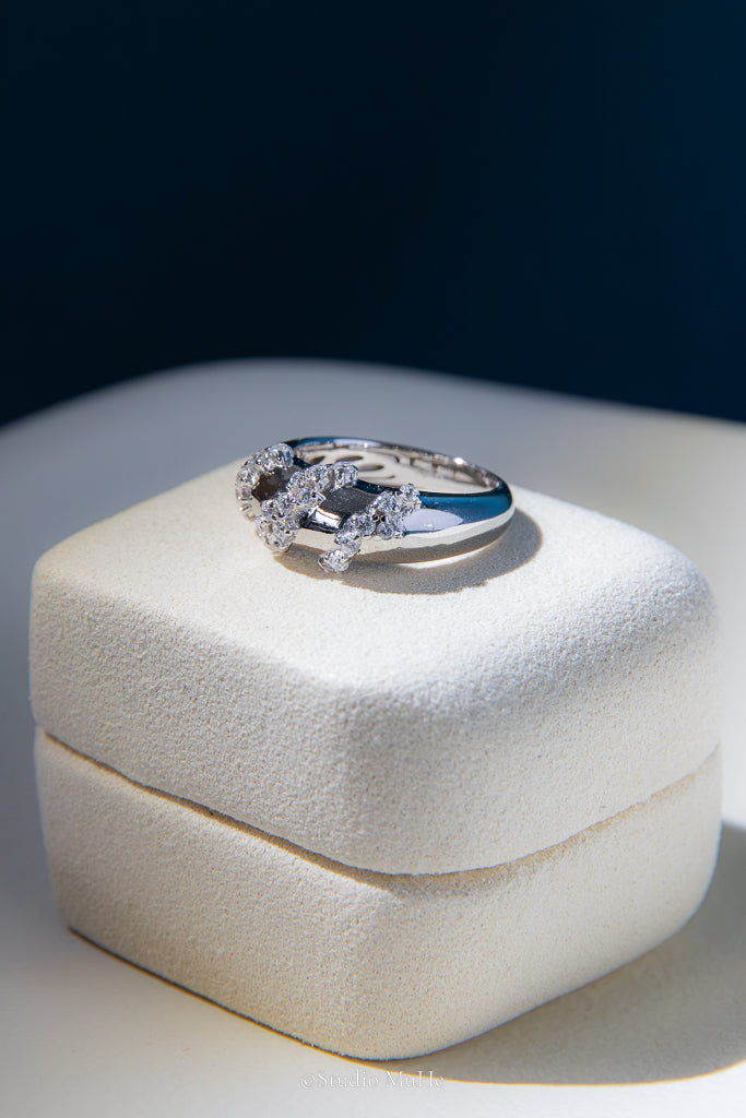 Winter Vines — Rhodium-Plated Sterling Silver Statement Ring