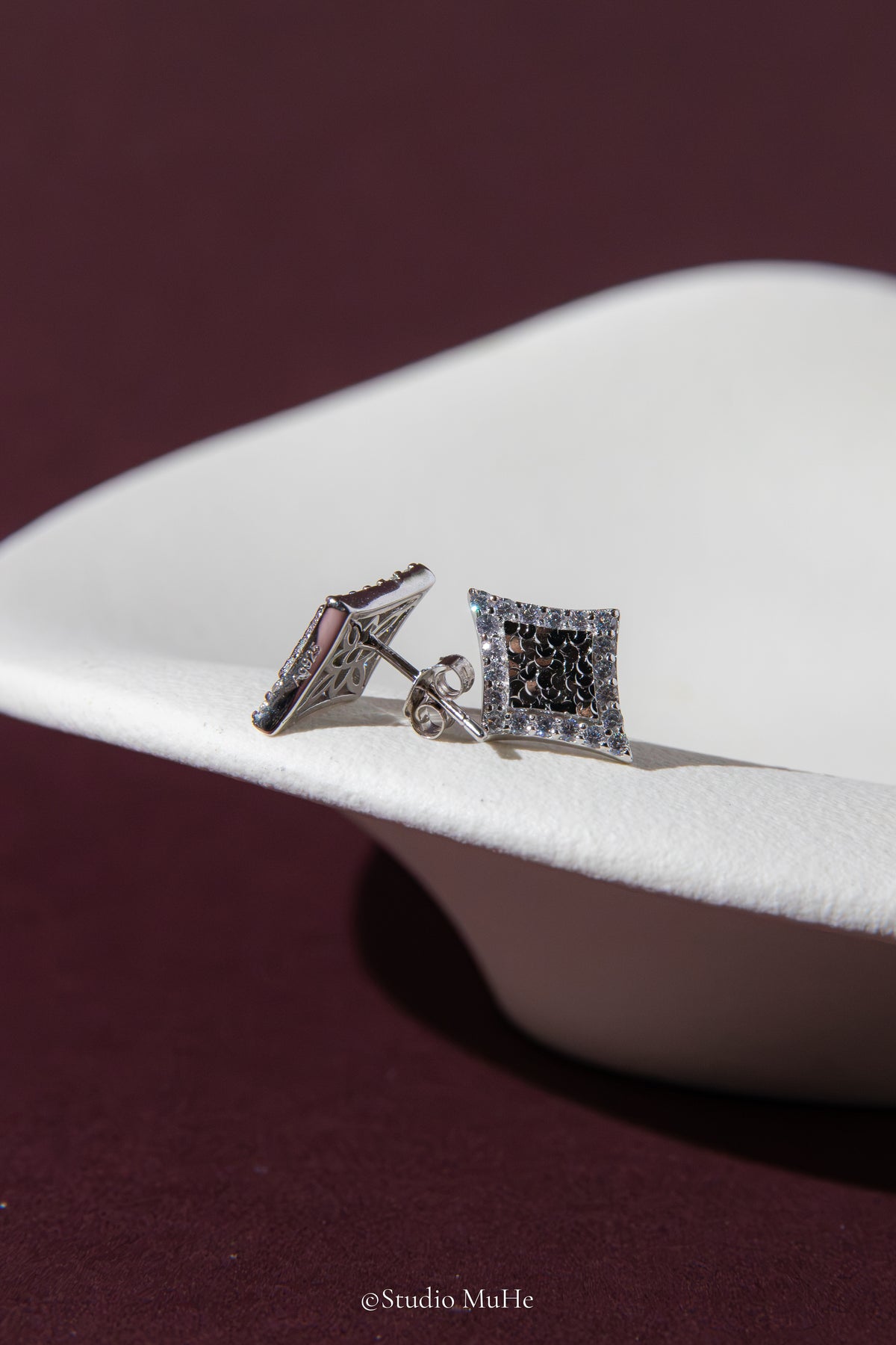 Starlight Geometry Winter Time — 18k Gold-Plated Geometric CZ Stud Earrings