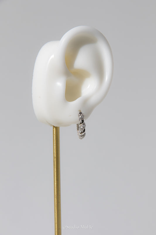 Vine Glow — Rhodium-Plated Sterling Silver Hoop Earrings