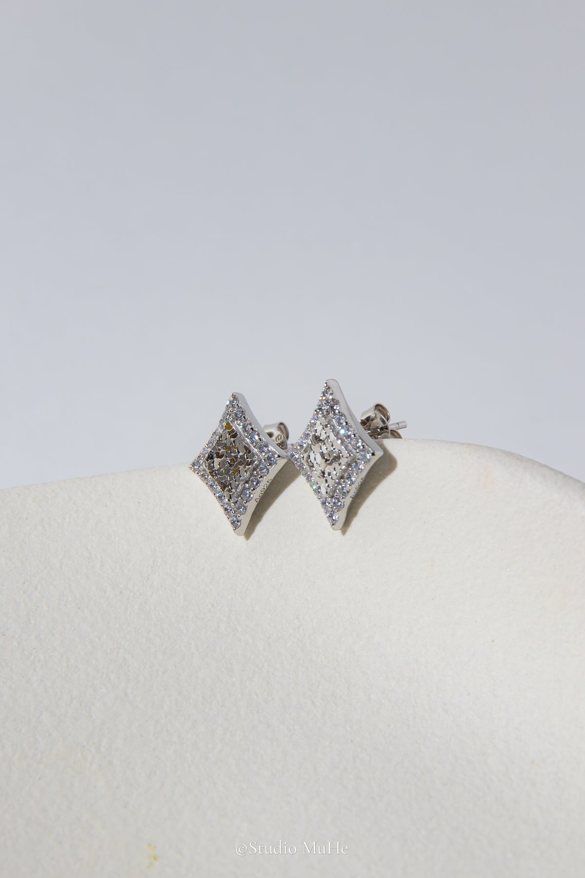 Starlight Geometry Winter Time — 18k Gold-Plated Geometric CZ Stud Earrings
