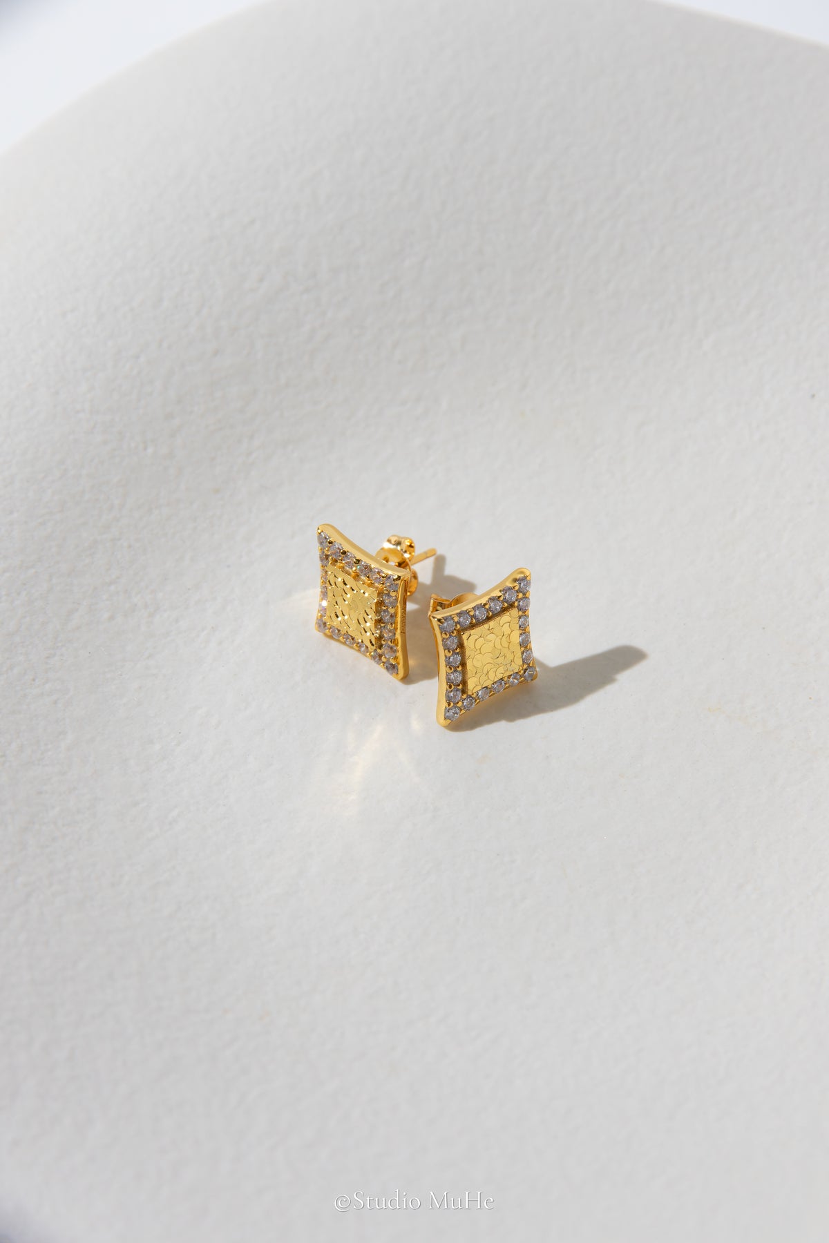 Starlight Geometry — 18k Gold-Plated Geometric CZ Stud Earrings
