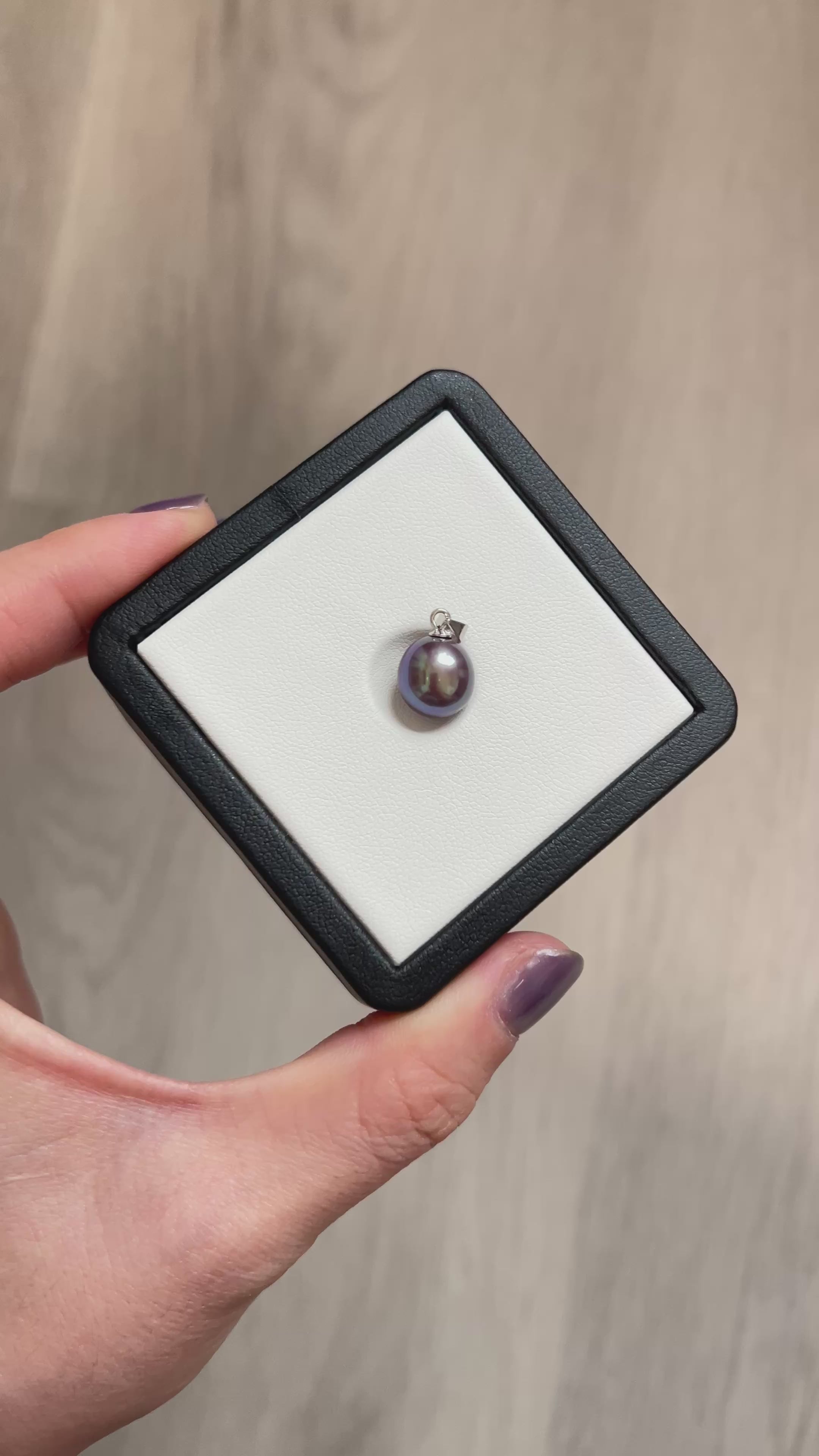 Deep Blue-Purple Baroque Pearl Pendant – 10mm Near Drop Shape | Natural Freshwater Pearl