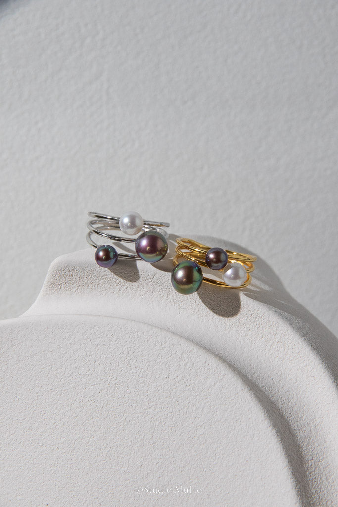 Full of Character — Purple-Green Freshwater Pearl Trio Ring