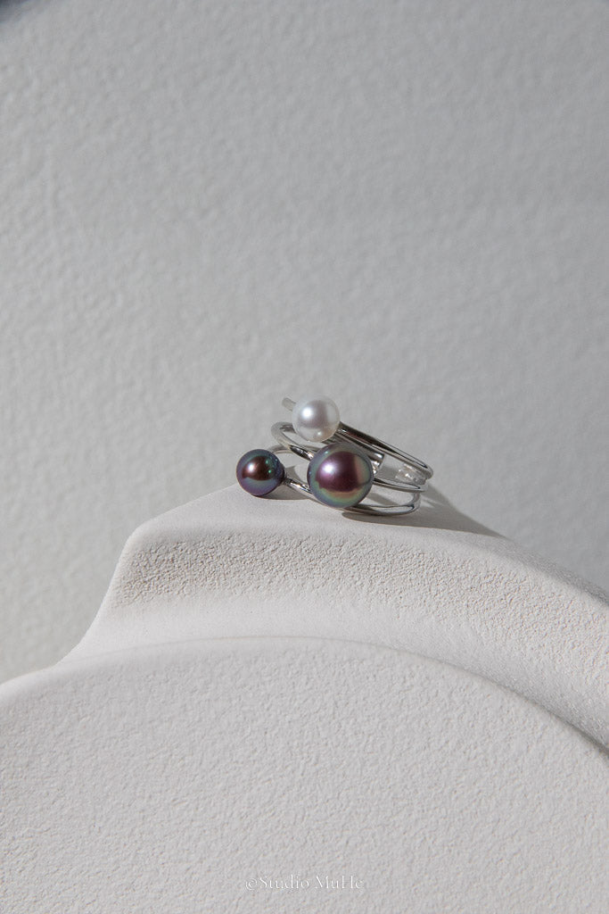 Full of Character — Purple-Green Freshwater Pearl Trio Ring