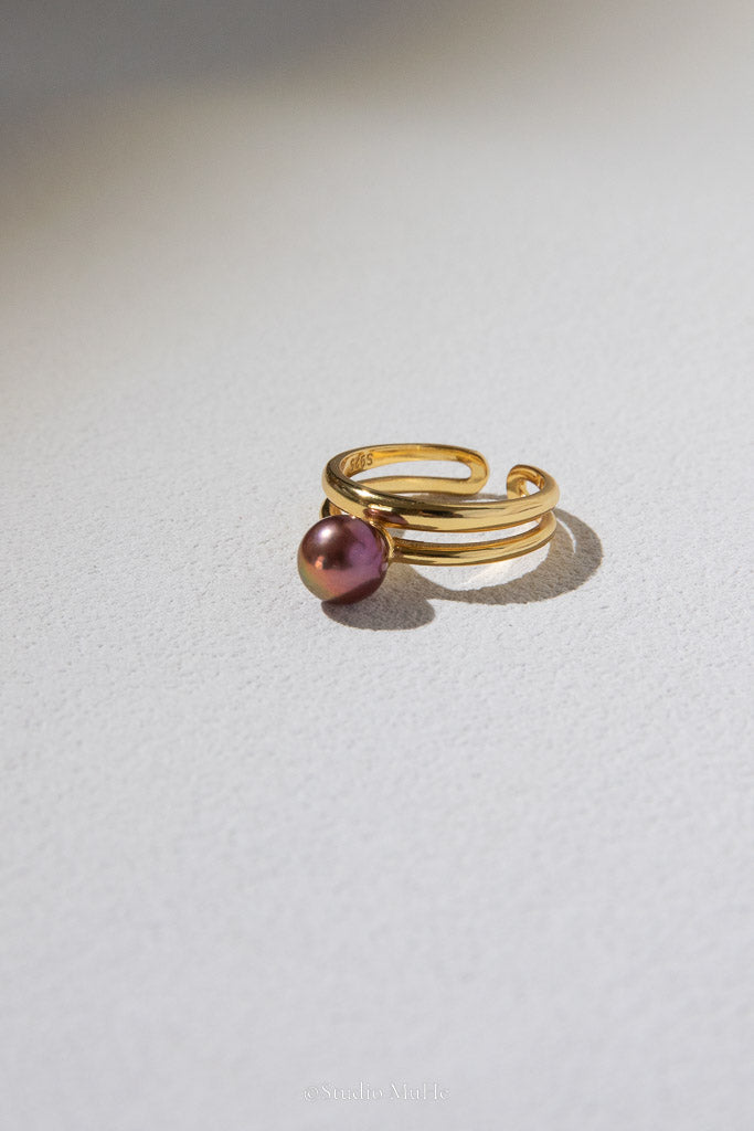 Quietly Intense — Metallic Purple-Brown Freshwater Pearl Ring