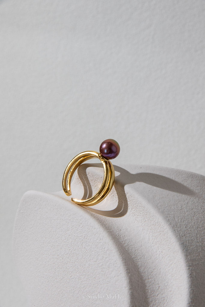 Quietly Intense — Metallic Purple-Brown Freshwater Pearl Ring