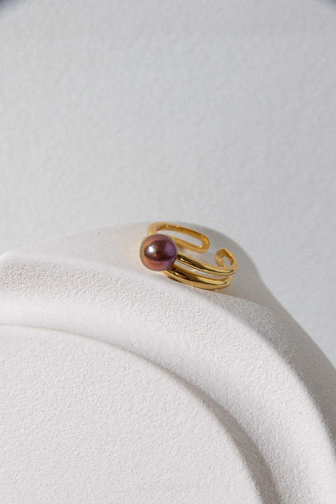 Quietly Intense — Metallic Purple-Brown Freshwater Pearl Ring