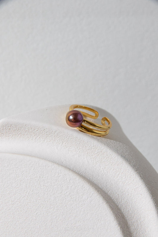 Quietly Intense — Metallic Purple-Brown Freshwater Pearl Ring
